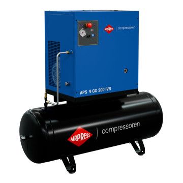 Compresor de tornillo APS 9 GO 200 Combi IVR 10 CV / 7.5 kW 10 bar 264 - 798 l/min 200 l Compresor de tornillo APS 9 GO 200 Combi IVR 10 CV / 7.5 kW 10 bar 264 - 798 l/min 200 l