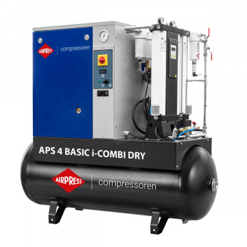Compresor de tornillo APS 4 Basic i-Combi Dry 10 bar 4 CV/3 kW 366 l/min 200 l con secador de adsorción y filtros OFAG4
