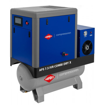 Compresor de tornillo APS 7.5 IVR Combi Dry X 10 bar 7.5 CV/5.5 kW 170-760 l/min 200 l