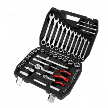 Maletín de herramientas profesionales con un Kit de llaves de vaso de cromo vanadio 54 artículos