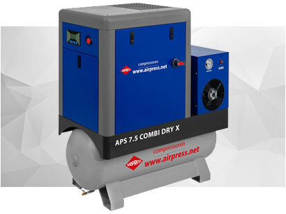 Compresor de tornillo APS 7.5 Combi Dry X 10 bar 7.5 CV 690 l/min 200 l