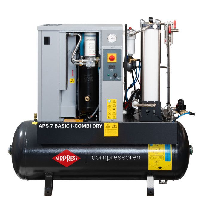 Compresor APS 7 Basic i-Combi Dry 10 bar 7.5 CV/5.5 kW 780 l/min 200 l con conjunto de filtración por adsorción OFAG4