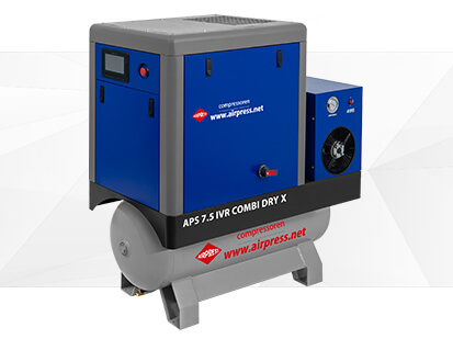 Compresor de tornillo APS 7.5 Combi Dry X IVR 10 bar 7.5 CV 690 l/min 200 l